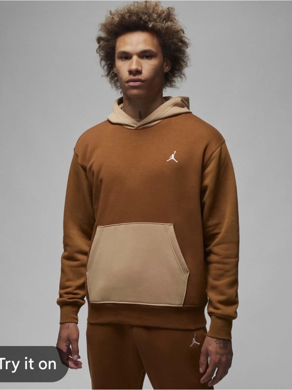 Jordan Two-Tone Brown & Tan Pullover Hoodie